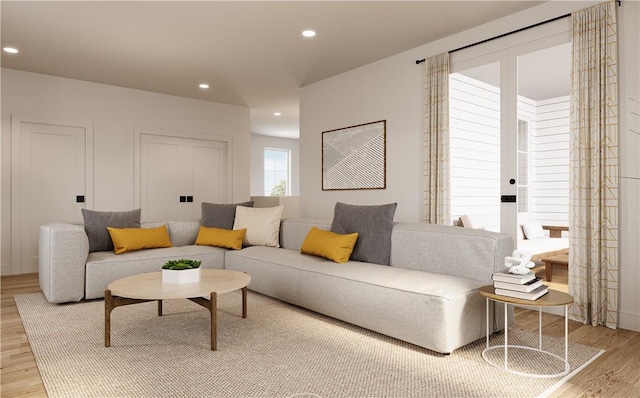 living room with light wood-type flooring