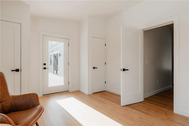 interior space with light hardwood / wood-style floors