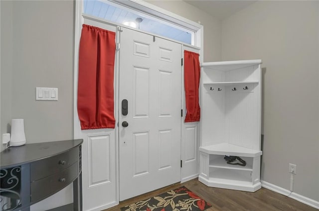 mudroom featuring dark hardwood / wood-style floors