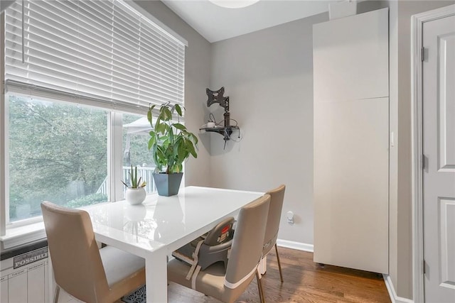 dining space featuring hardwood / wood-style floors