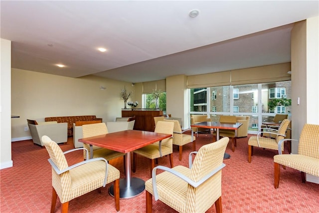 dining area featuring carpet floors