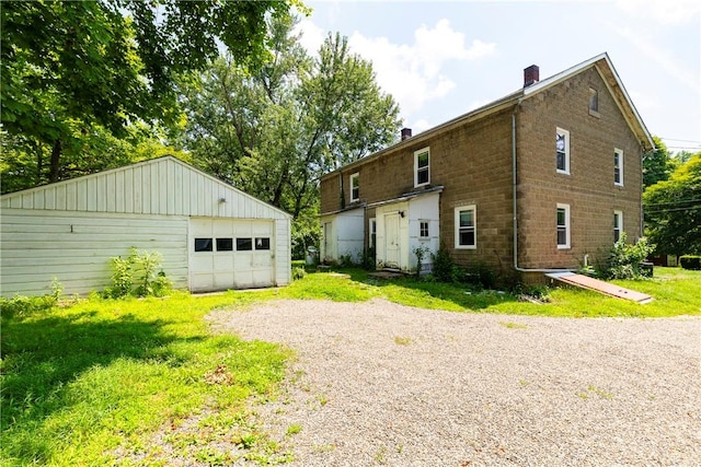 exterior space with a garage