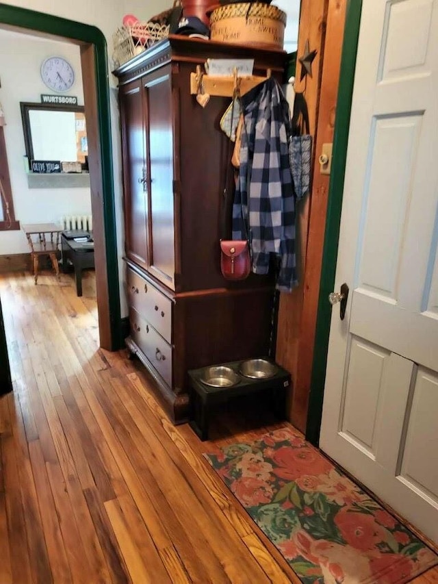 mudroom with hardwood / wood-style flooring