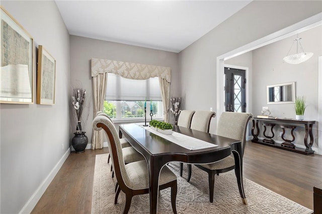 dining room with hardwood / wood-style floors and plenty of natural light