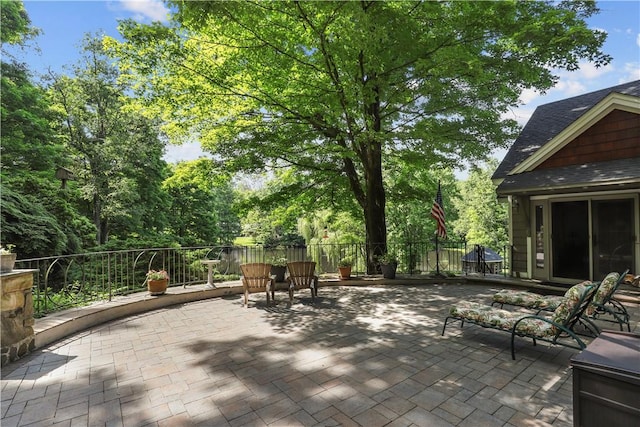 view of patio / terrace with a trampoline