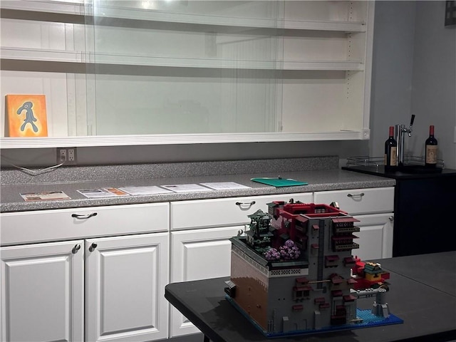 kitchen with white cabinets