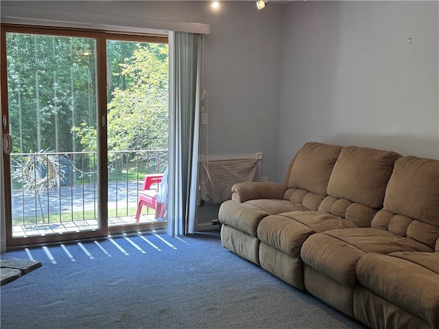 living room featuring carpet