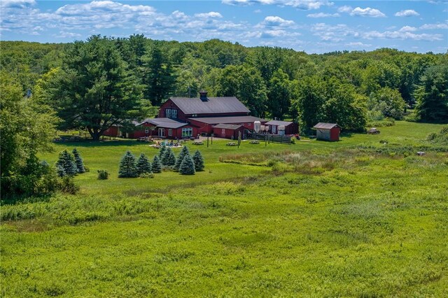 aerial view featuring a rural view