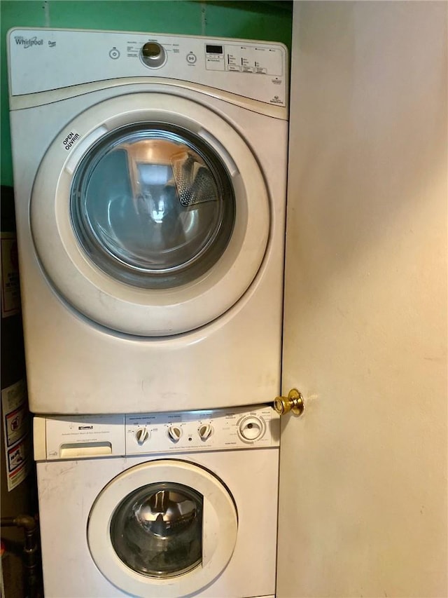 3664 Palmer Ave, Bronx, NY 10466 - washroom with stacked washing machine and dryer