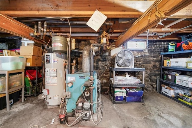 utility room featuring gas water heater