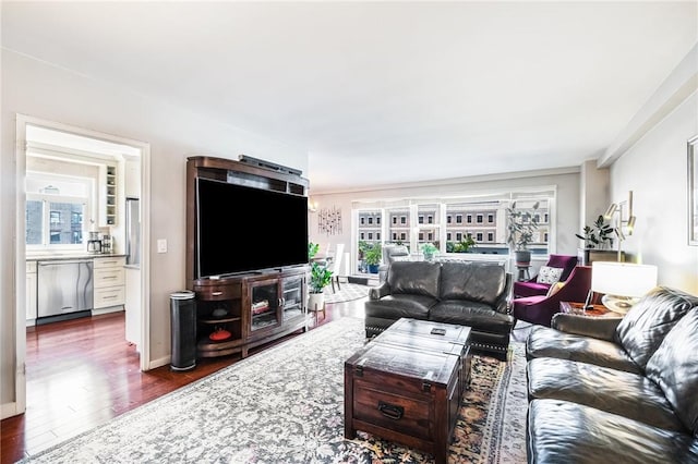 living room with wood-type flooring