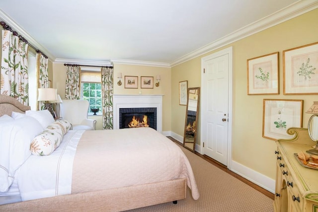 20 Smithfield Way, Amenia, NY 12501 - bedroom with crown molding, a fireplace, and wood finished floors