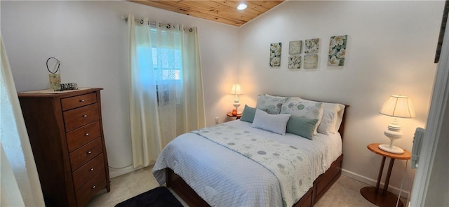 bedroom with wooden ceiling