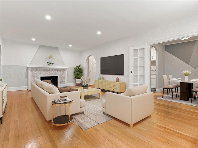 living room featuring light hardwood / wood-style flooring