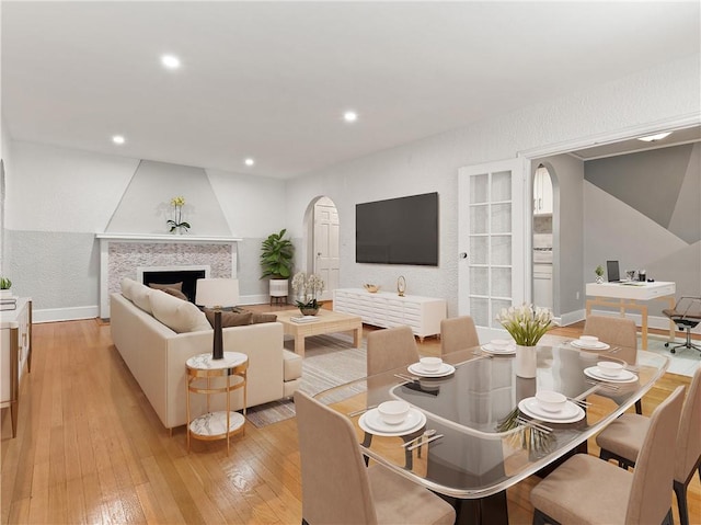 living room with light wood-type flooring