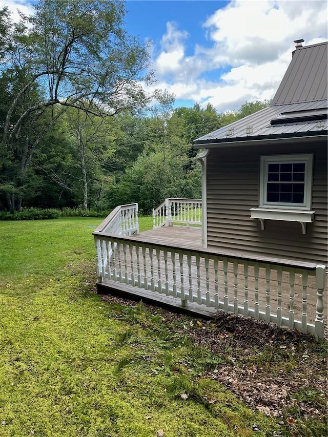 437 Lindholm Rd, Fallsburg, NY 12747 - view of green lawn with a deck