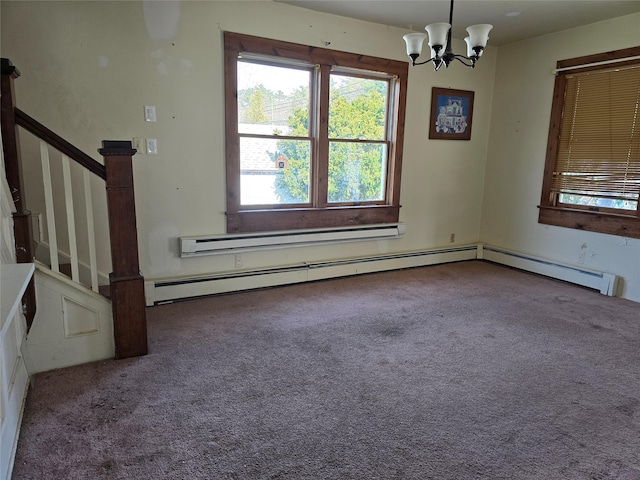 275-277 State Route 17b, Monticello, NY 12701 - carpeted spare room featuring stairway and a chandelier