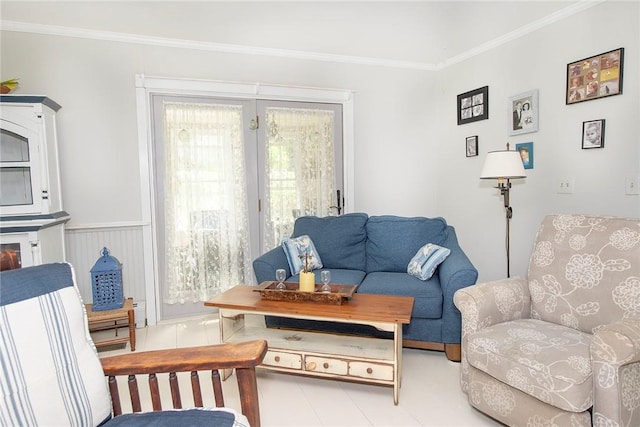 interior space with crown molding