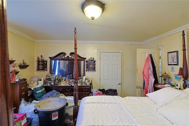 bedroom with ornamental molding