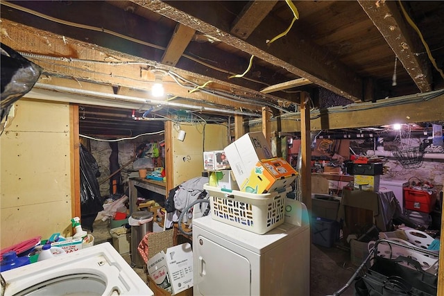 basement with washer / clothes dryer