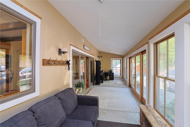 sunroom with vaulted ceiling