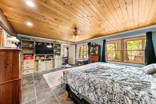 bedroom with wood ceiling