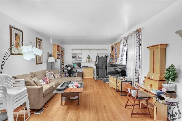 living room with light hardwood / wood-style flooring