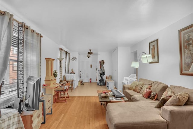 living room featuring light wood-type flooring