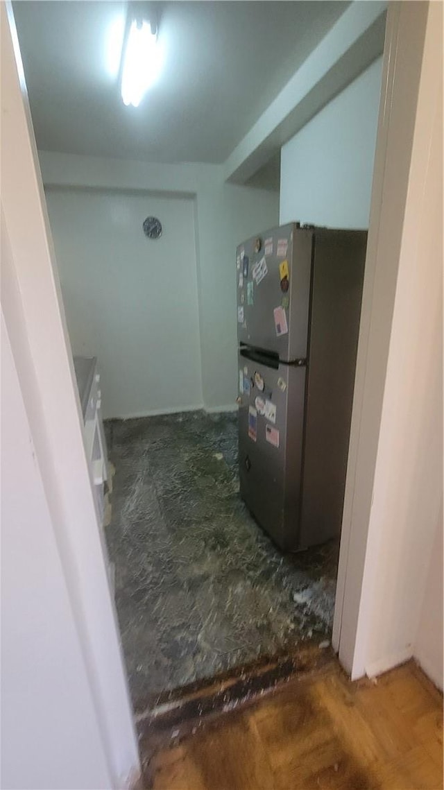 kitchen with stainless steel fridge