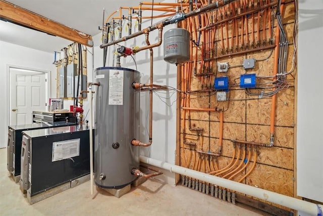 utility room with water heater