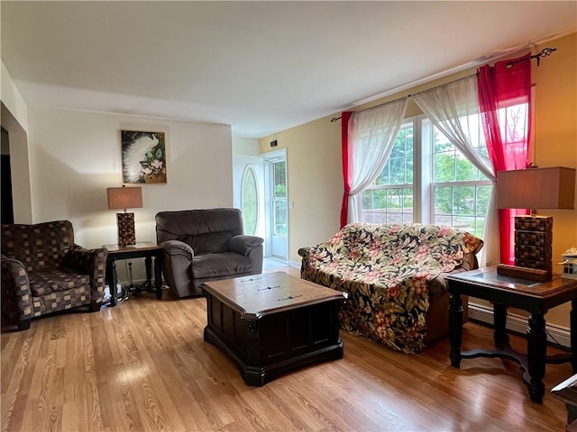 living room with light wood-type flooring