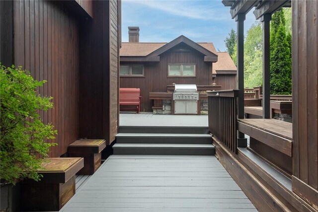 94 Overlook Dr, Andes, NY 13731 - wooden terrace with area for grilling and a grill