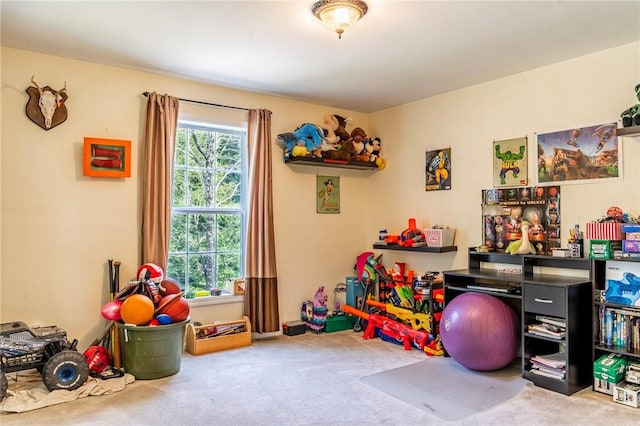 game room with carpet floors