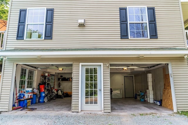 entrance to property featuring a garage