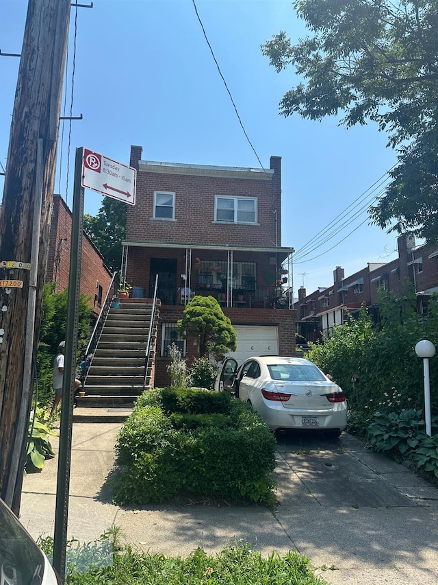 view of front of house with a garage