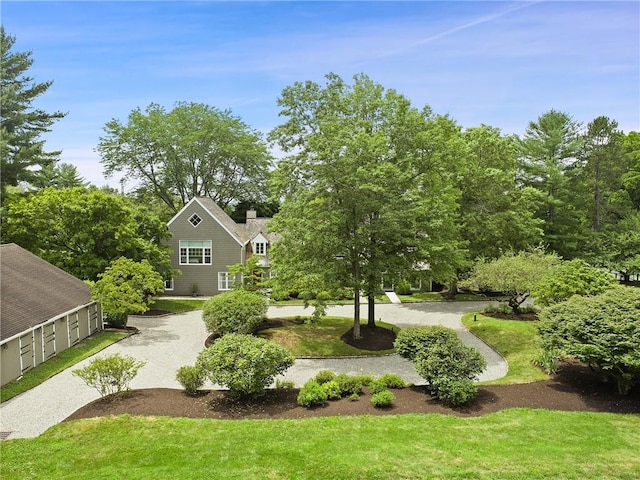 view of home's community with a yard