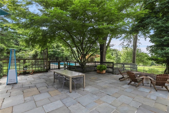 view of patio / terrace with a fire pit