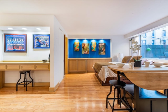 bedroom featuring light hardwood / wood-style flooring