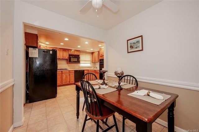 dining area featuring ceiling fan