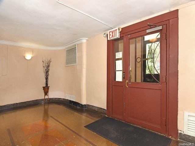 2191 Bolton St Unit 3E, Bronx, NY 10462 - foyer with ornamental molding and speckled floor