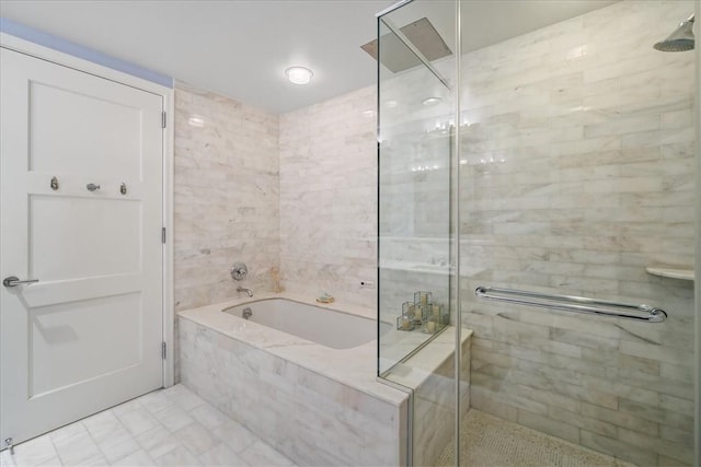 bathroom with plus walk in shower