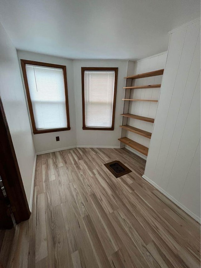 unfurnished living room with light hardwood / wood-style floors