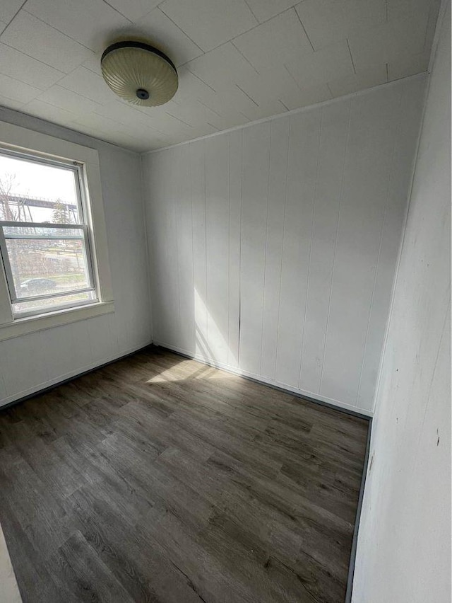 spare room with dark wood-type flooring