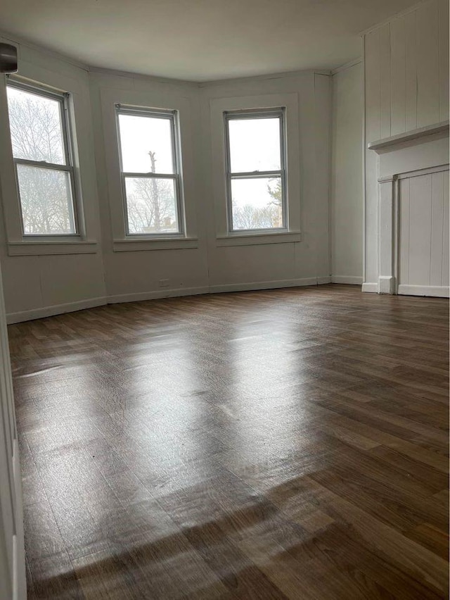 spare room featuring dark hardwood / wood-style floors and a wealth of natural light