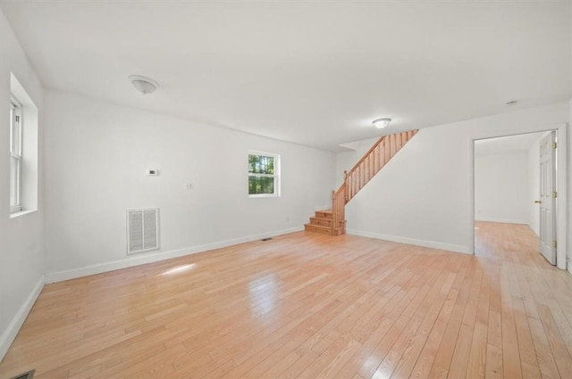 unfurnished living room featuring light hardwood / wood-style floors