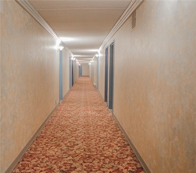 160 Academy St Unit 9L, Poughkeepsie, NY 12401 - hall featuring ornamental molding and light carpet