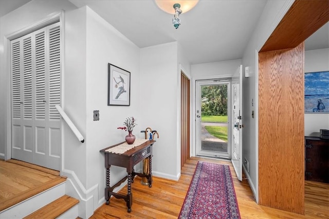 foyer entrance featuring light wood-type flooring