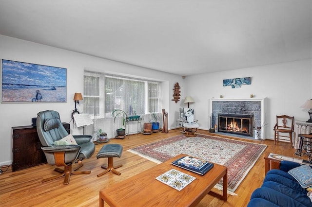 living room with hardwood / wood-style floors