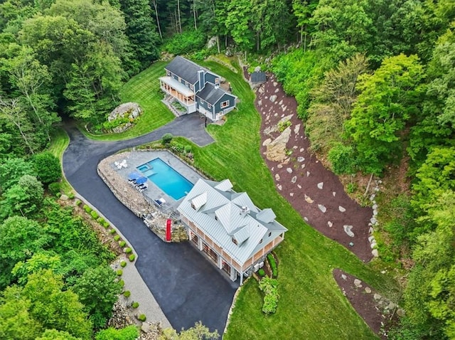 25 Red Oak Ln, Garrison, NY 10524 - view from above of property featuring a pool