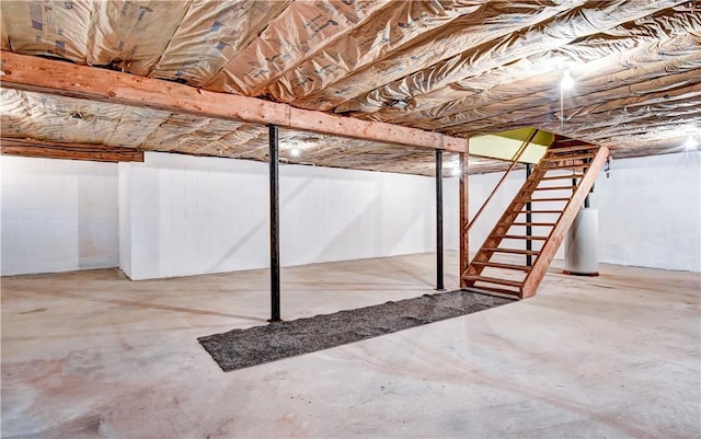 basement featuring water heater